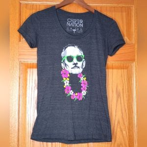 The Chive BFM Bill Murray Hawaiian Lei T-shirt Collectible Marled Dk. Grey Sz M